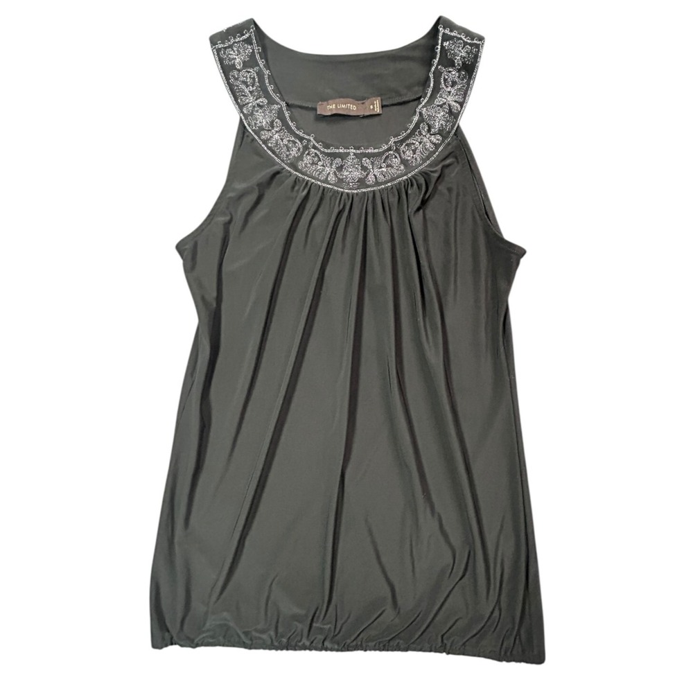 The Limited Tank Top Womens Size S Black with Silver Accents Elastic Waistband